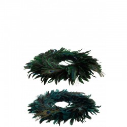 Assortiment de 2 couronnes décoratives en plumes et plumes de paon
