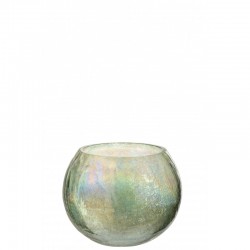 Photophore boule en verre vert 15x15x12 cm