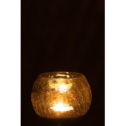 Photophore boule en verre vert 15x15x12 cm