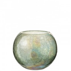 Photophore boule en verre vert 20x20x16 cm