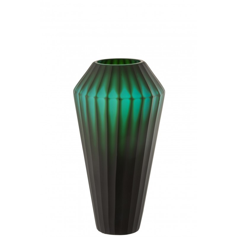 Vase en verre vert 17x17x33 cm