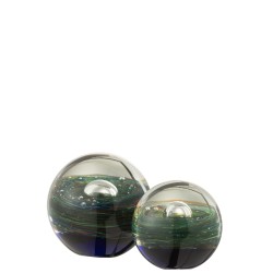 Presse papier bulle d'air en verre vert 10x10x10 cm