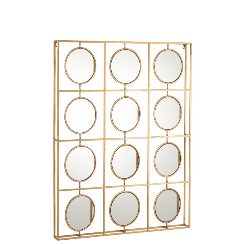 Décoration murale de 12 miroirs ronds dorés en métal 88x116x8 cm