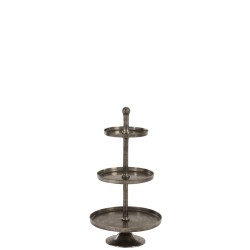 Plateau rond à 3 niveaux en aluminium gris H98cm