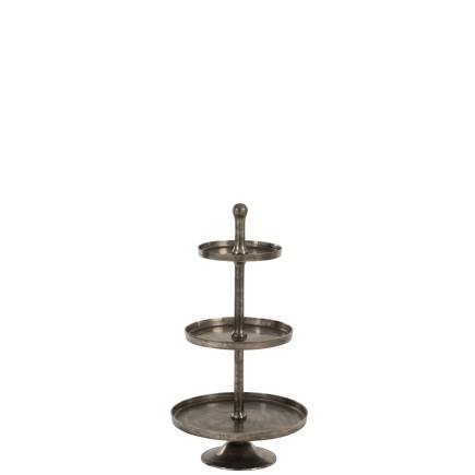 Plateau rond à 3 niveaux en aluminium gris H98cm