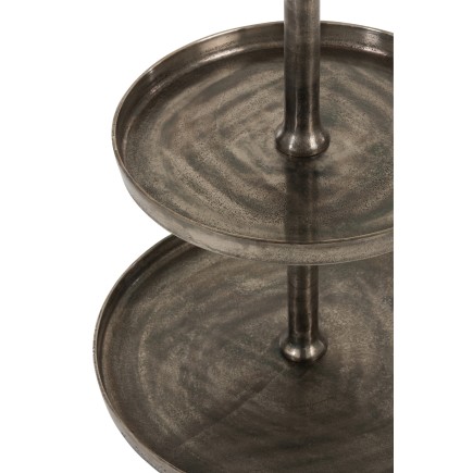 Plateau rond à 3 niveaux en aluminium gris H98cm