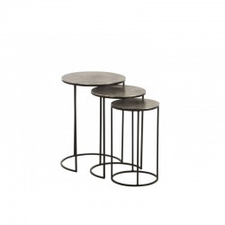 Set de 3 tables gigognes rondes en aluminium noir