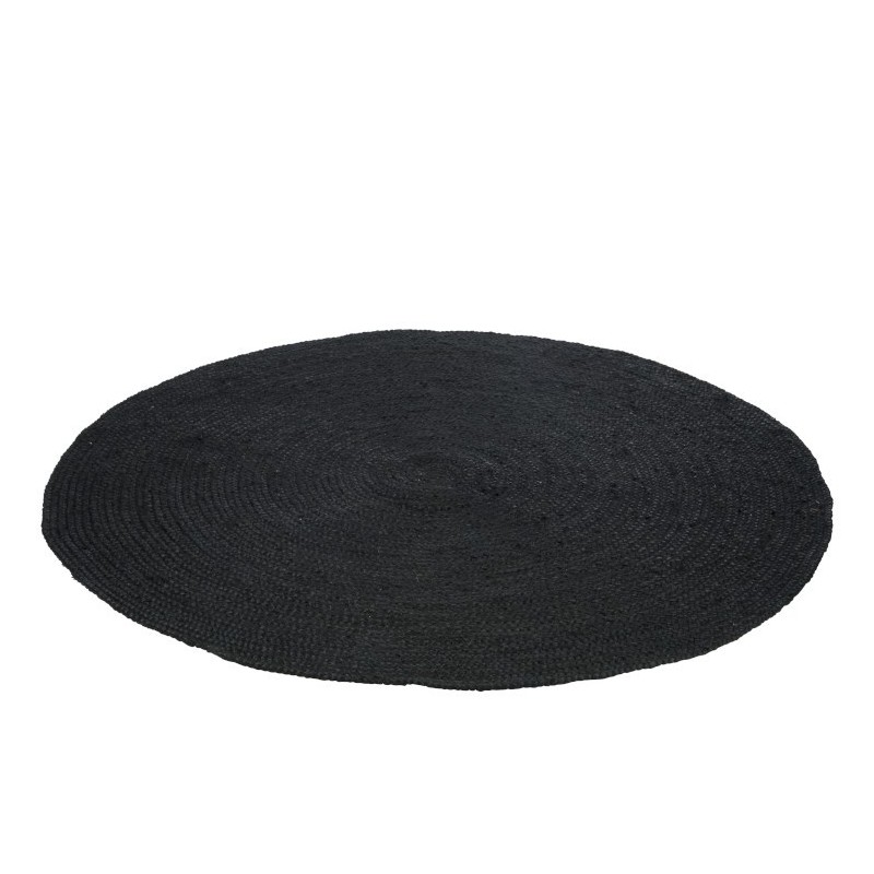 Tapis rond en jute noir 150x150cm