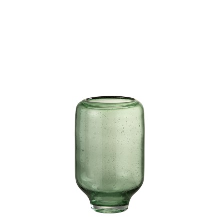 Vase sur pied en verre vert 18x18x27 cm
