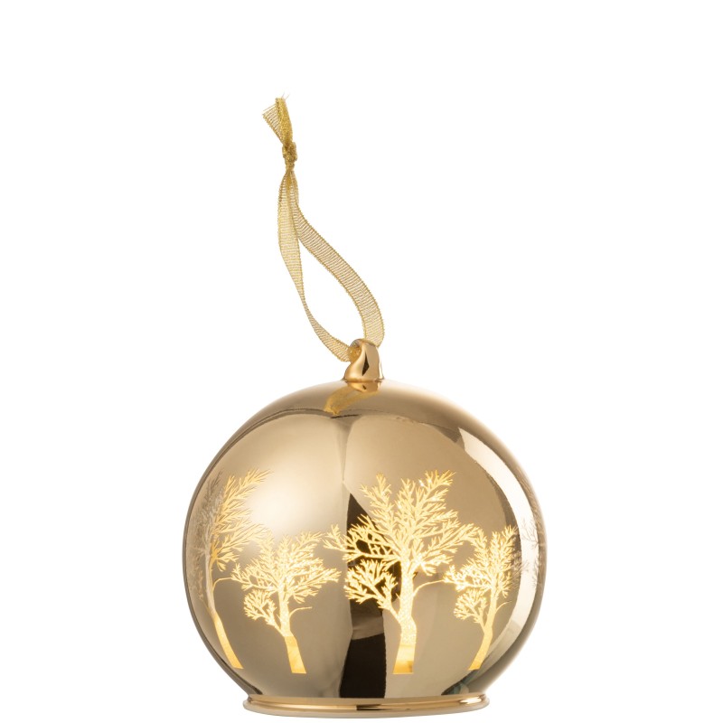 Boule de Noël en verre or 12x12x12.5 cm