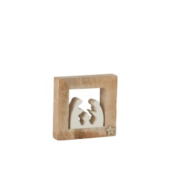 Crèche de Noël en bois blanc 3x16x16 cm