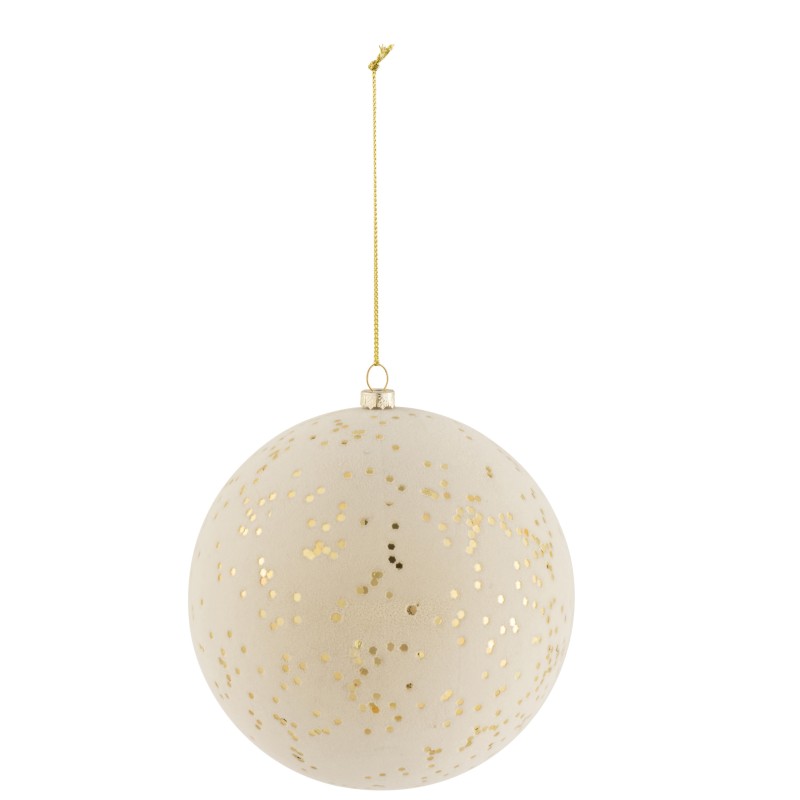 Boule de Noël en plastique crème 11.5x11.5x13 cm