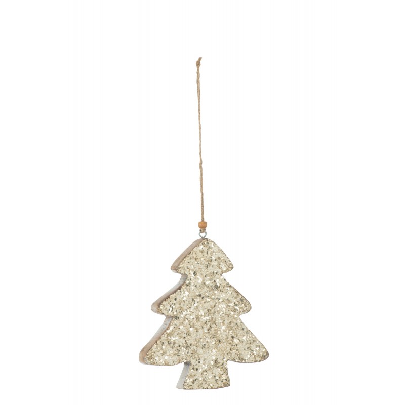 Sapin de Noël décoratif à led en bois or 14.5x2x31 cm
