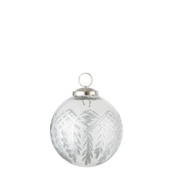 Boule de Noël en verre argent 10x10x12.5 cm