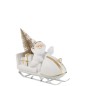 Papá Noel en trineo de resina blanco 31x11x30 cm.