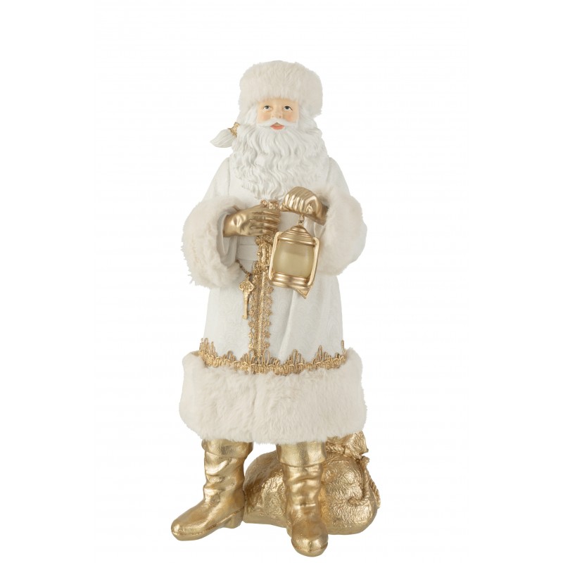 Père Noël en résine blanc 20.5x18.5x44.5 cm