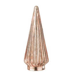 Árbol de Navidad decorativo con luces LED de vidrio rosa 11.5x11.5x33 cm