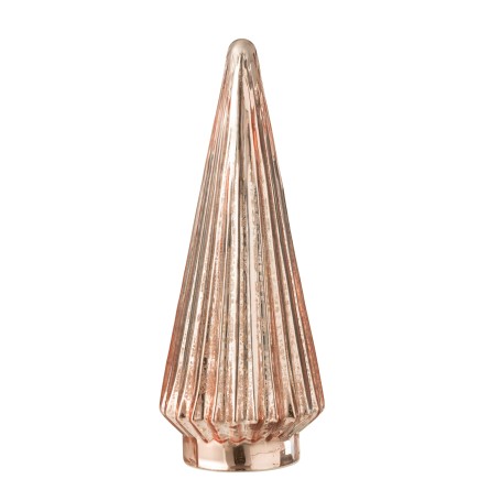 Árbol de Navidad decorativo con luces LED de vidrio rosa 11.5x11.5x33 cm