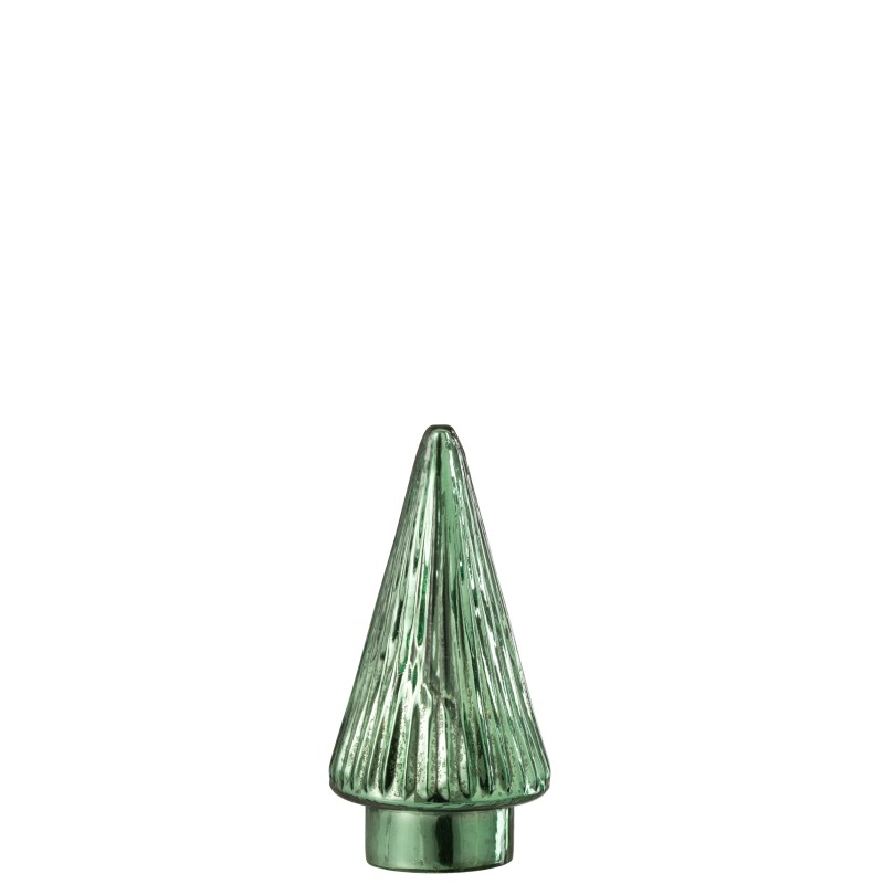 Sapin de Noël décoratif à led en verre vert 9x9x19 cm