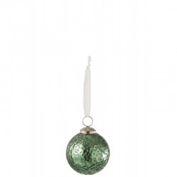 Boule de Noël en verre vert 7.5x7.5x10.5 cm
