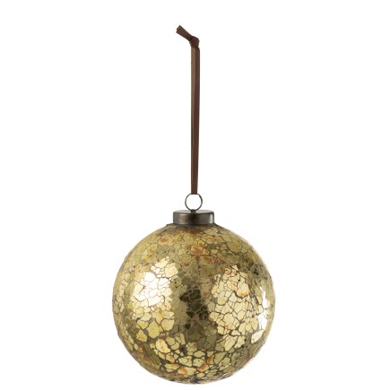 Bola de Navidad de vidrio dorado de 13.5x13.5x16 cm