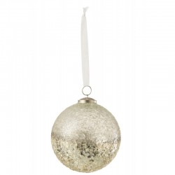 Boule de Noël en verre argent 12.5x12.5x15.5 cm