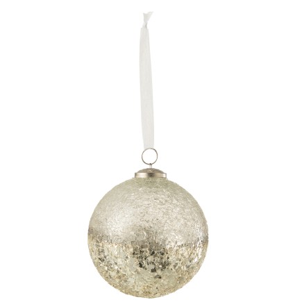 Bola de Navidad de vidrio plateado de 12.5x12.5x15.5 cm