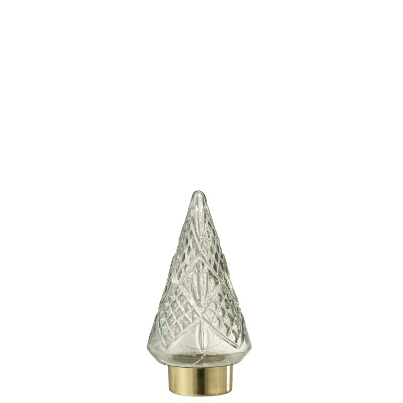 Sapin de Noël décoratif à led en verre transparent 13x13x24.5 cm