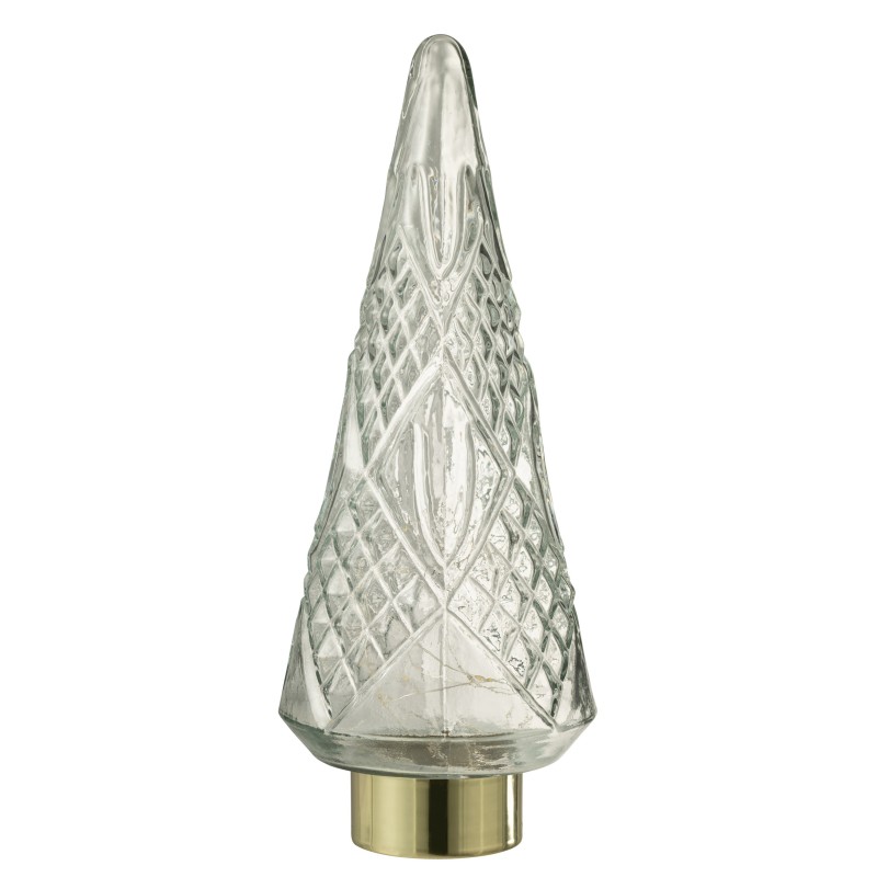 Albero di Natale decorativo a led in vetro trasparente 18x18x47 cm