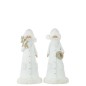 Set de 2 pères Noël en résine blanc 13.5x11x30 cm