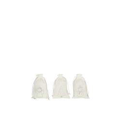 Set de 3 Sacs de Noël en textile crème 18x1x28 cm