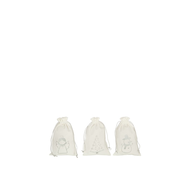 Set de 3 Sacs de Noël en textile crème 18x1x28 cm