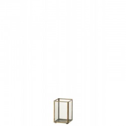Portavelas de vidrio bronce 10x10x15 cm