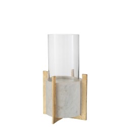 Portavelas con base de vidrio champagne de 23.5x23.5x38.5 cm