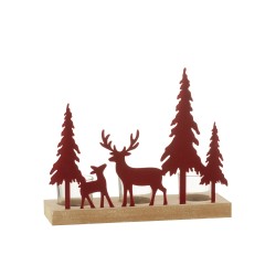Photophores de Noël en métal rouge 25.5x19x8 cm