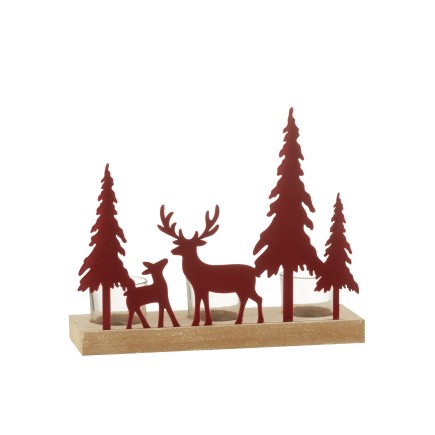 Photophores de Noël en métal rouge 25.5x19x8 cm