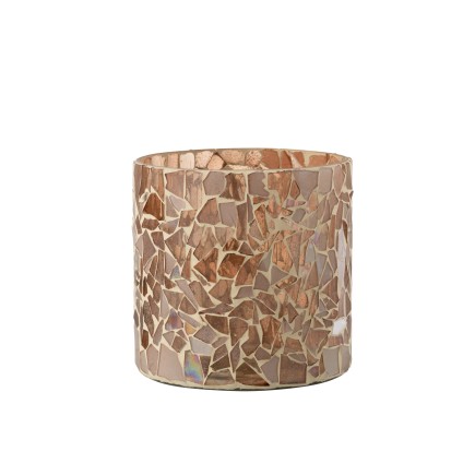 PHOTOPHORE MOSAÏQUE VERRE BEIGE LARGE