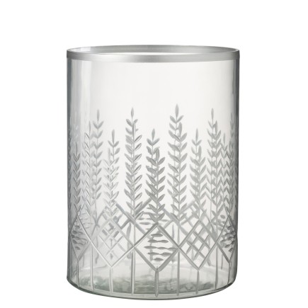 Photophore en verre argent 19x19x26 cm