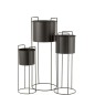 Lot de 3 cache-pots sur pied noir en métal 28x28x80 cm Lot de 3 cache-pots sur pied noir en métal 28x28x80 cm