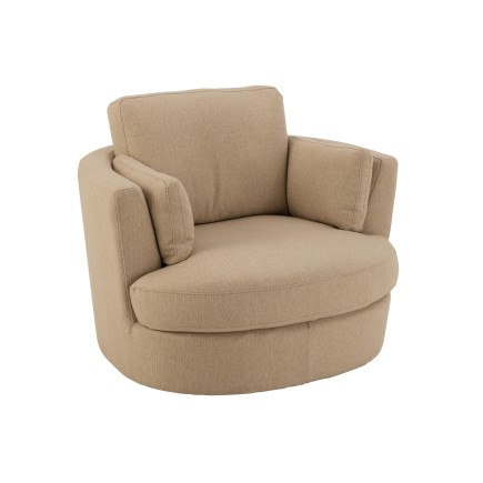 Sillón giratorio de tela beige 107x98x88 cm