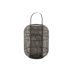 Lanterna cilindrica in metallo nero 28x28x51 cm