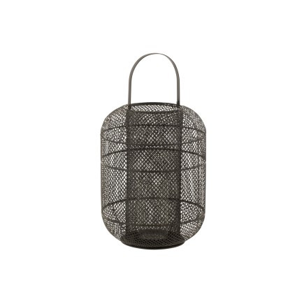 Lanterna cilindrica in metallo nero 28x28x51 cm