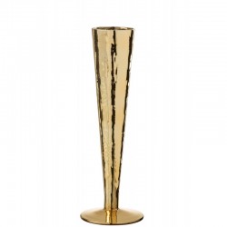Flauta de champán de vidrio irregular dorada de 23 cm de altura