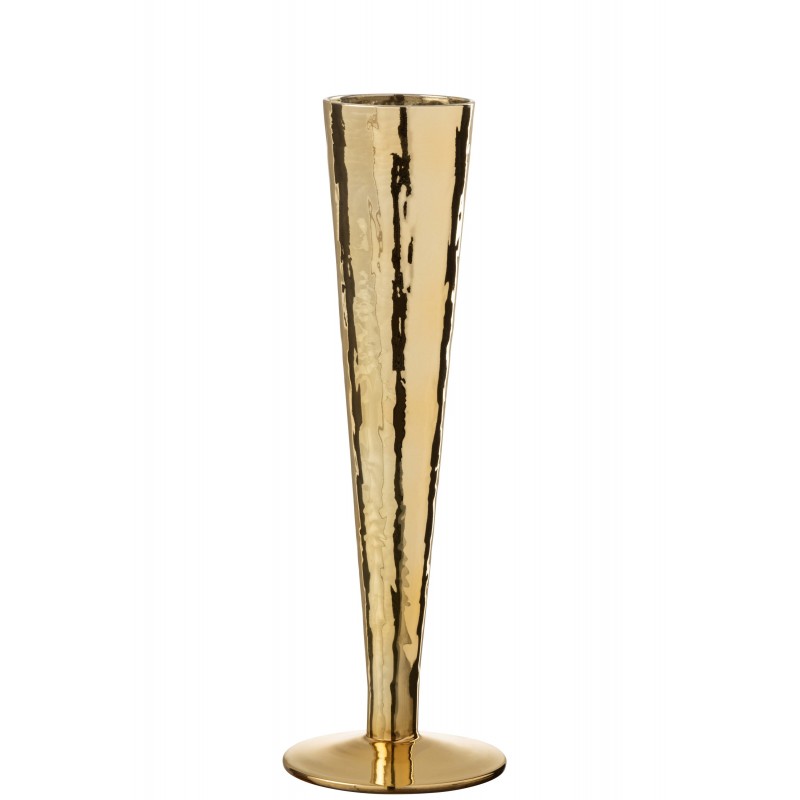 Flute à champagne en verre irrégulier or H23cm