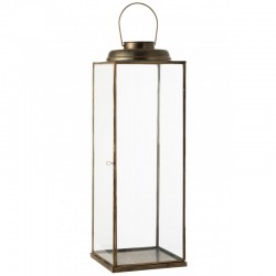 Lanterne carrée antique en verre et métal de couleur bronze