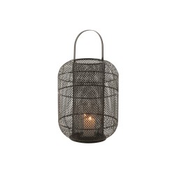 Lanterna cilindrica in metallo nero 28x28x51 cm
