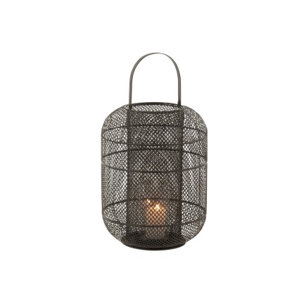 Lanterna cilindrica in metallo nero 28x28x51 cm