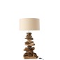 Candeeiro com abajur e base em madeira natural 33x34x64 cm Candeeiro com abajur e base em madeira natural 33x34x64 cm