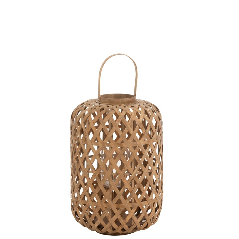 Lanterne cylindrique en bois naturel 36x36x69 cm Lanterne cylindrique en bois naturel 36x36x69 cm