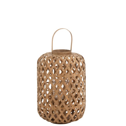 Lanterna cilindrica in legno naturale 36x36x69 cm